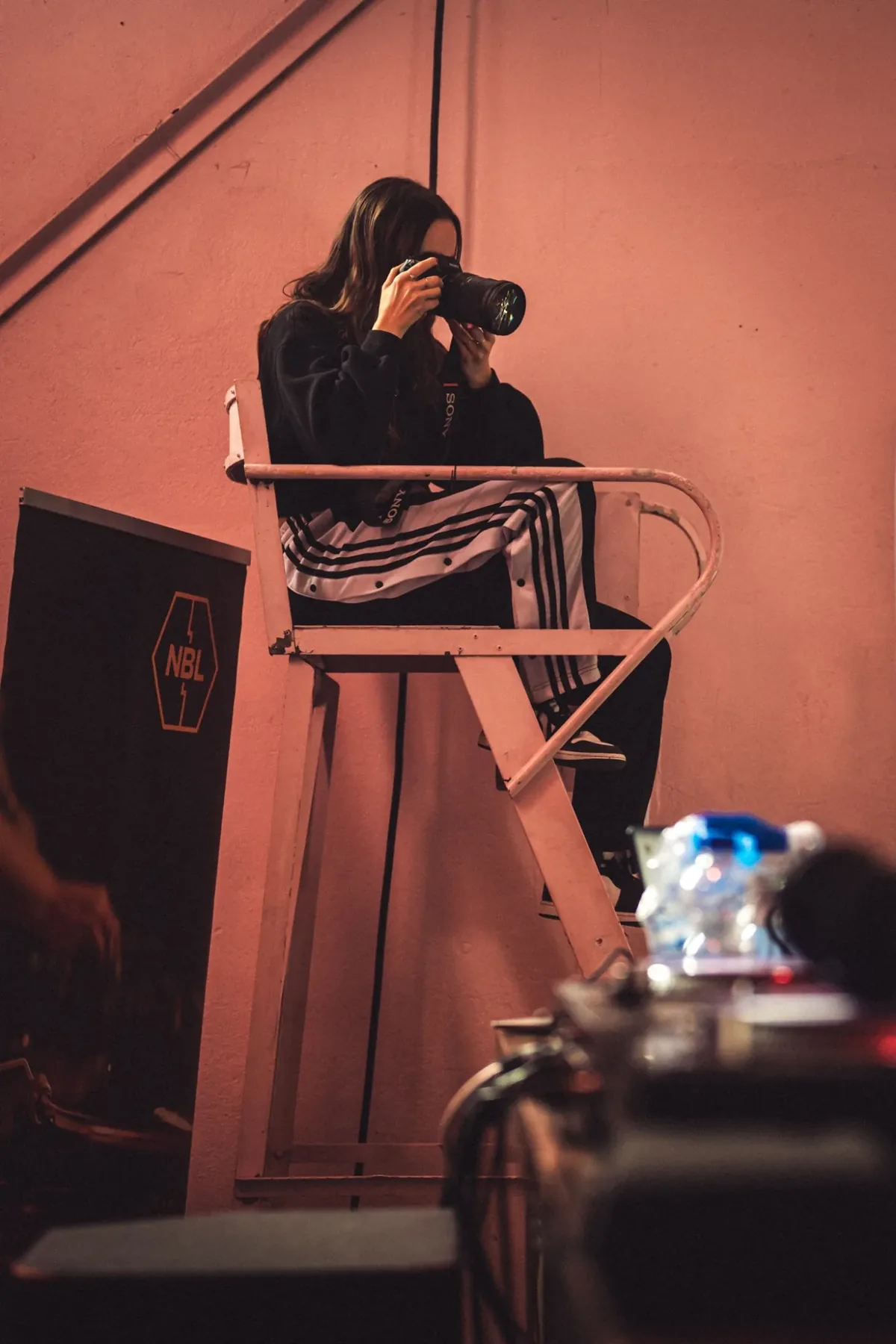 Fotograferen vanaf een hoge stoel tijdens een event